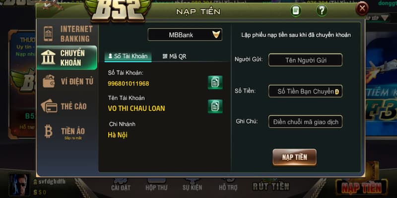 Nạp tiền B52club - Tổng quan phương thức thanh toán